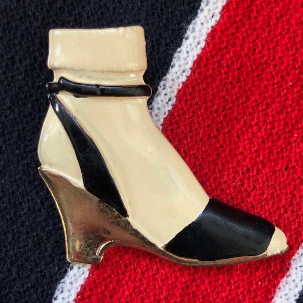 VTG 1980s Enamel High Heel Shoe Brooch